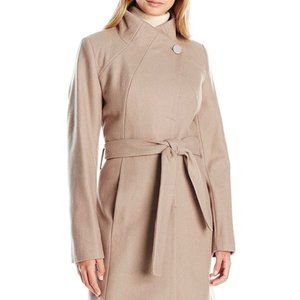 Tahari Isabelle Asymmetrical Wool Coat with Belt